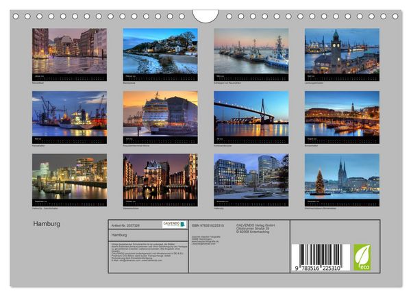 Produktbild: Hamburg (Wandkalender 2026 DIN A4 quer), CALVENDO Monatskalender