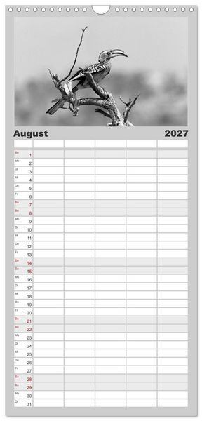 Produktbild: Familienplaner 2027 - Afrika Schwarz - Weiss mit 5 Spalten (Wandkalender, 21 x 45 cm) CALVENDO