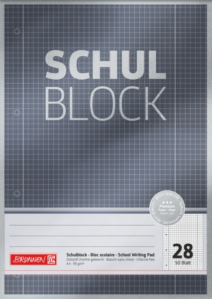 Produktbild: Brunnen Schulblock Premium A4 Lineatur 28 grau