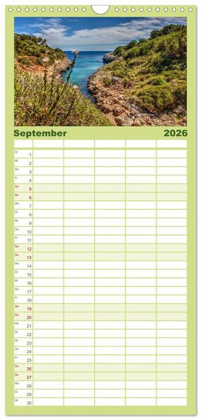 Produktbild: Familienplaner 2026 - Mallorca - Trauminsel des S&uuml;dens mit 5 Spalten (Wandkalender, 21 x 45 cm) CALVENDO
