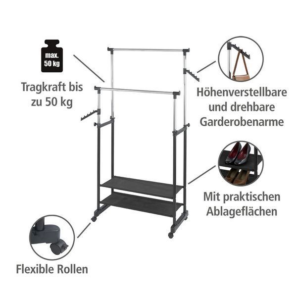Produktbild: Kleiderst&auml;nder All In, h&ouml;henverstellbar, 4 Rollen
