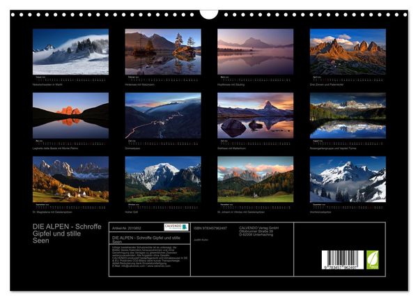 Produktbild: DIE ALPEN - Schroffe Gipfel und stille Seen (Wandkalender 2026 DIN A3 quer), CALVENDO Monatskalender