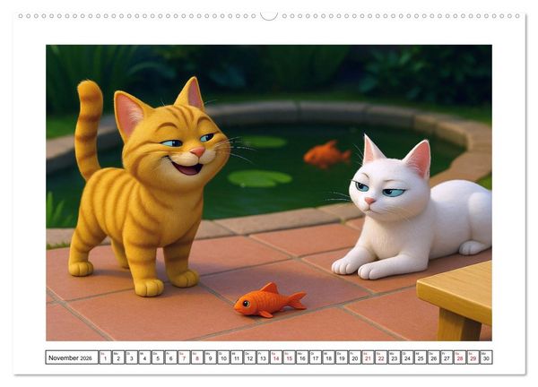 Produktbild: Katzen w&uuml;rden Fische kaufen (hochwertiger Premium Wandkalender 2026 DIN A2 quer), Kunstdruck in Hochglanz