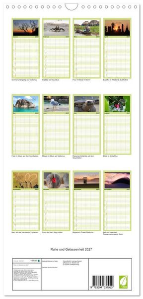 Produktbild: Familienplaner 2027 - Ruhe und Gelassenheit 2027 mit 5 Spalten (Wandkalender, 21 x 45 cm) CALVENDO