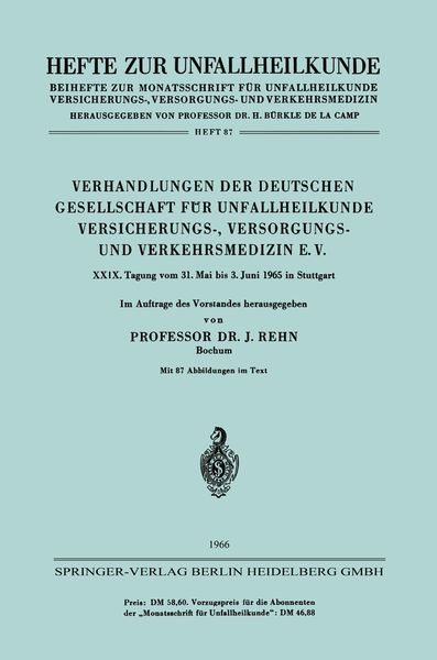 Produktbild: Verhandlungen der Deutschen Gesellschaft f&uuml;r Unfallheilkunde Versicherungs-, Versorgungs- und Verkehrsmedizin E. V.