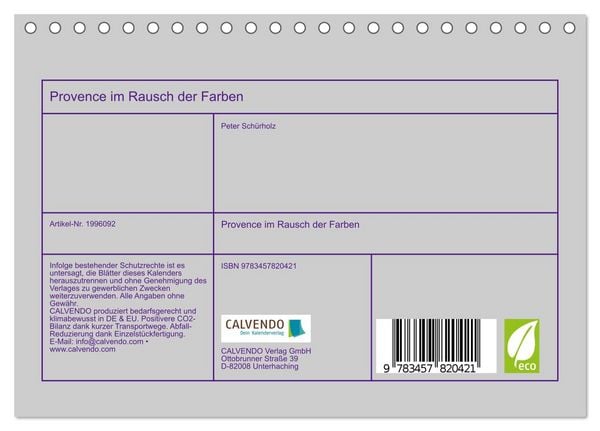 Produktbild: Provence im Rausch der Farben (Tischkalender 2026 DIN A5 quer), CALVENDO Monatskalender