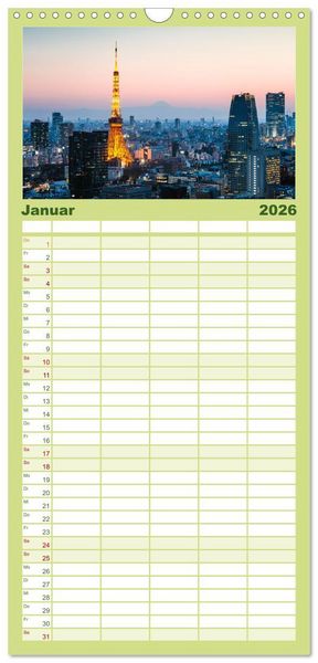 Produktbild: Familienplaner 2026 - Japan - Traditionen und Modernit&auml;t mit 5 Spalten (Wandkalender, 21 x 45 cm) CALVENDO