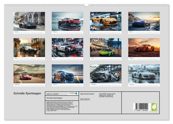 Produktbild: Schnelle Sportwagen (hochwertiger Premium Wandkalender 2026 DIN A2 quer), Kunstdruck in Hochglanz