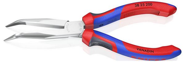Produktbild: Knipex 38 25 200 Elektronik- u. Feinmechanik Flachrundzange 40&deg; gebogen Vanadium Elektrostahl 200 mm