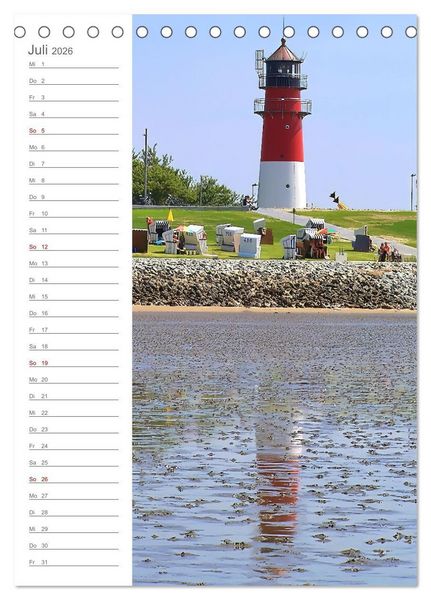 Produktbild: Leuchtender Geburtstagskalender - Leuchtt&uuml;rme an Ost-und Nordsee (Tischkalender 2026 DIN A5 hoch), CALVENDO Monatskalender