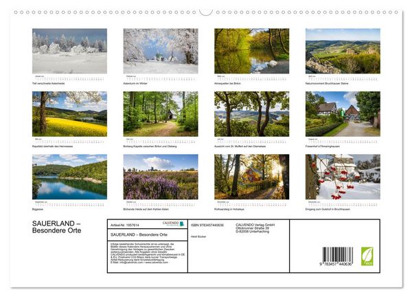 Produktbild: SAUERLAND &ndash; Besondere Orte (hochwertiger Premium Wandkalender 2026 DIN A2 quer), Kunstdruck in Hochglanz