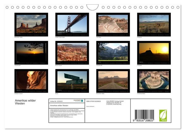 Produktbild: Amerikas wilder Westen (Wandkalender 2026 DIN A4 quer), CALVENDO Monatskalender