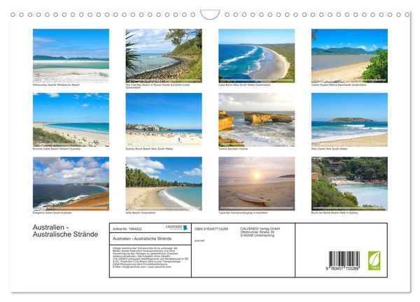 Produktbild: Australien - Australische Str&auml;nde (Wandkalender 2026 DIN A3 quer), CALVENDO Monatskalender