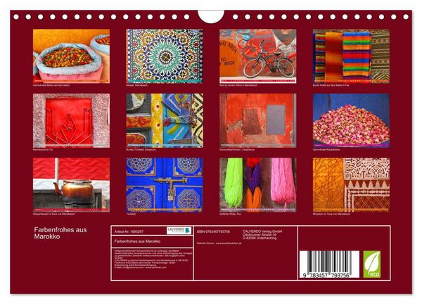 Produktbild: Farbenfrohes aus Marokko (Wandkalender 2026 DIN A4 quer), CALVENDO Monatskalender
