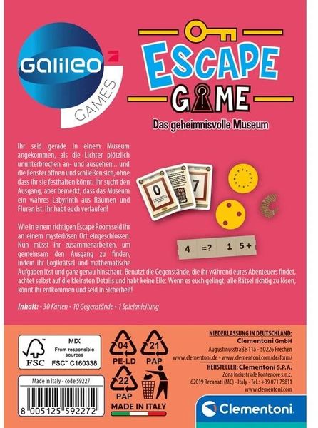 Clementoni - Escape Game - Das geheimnisvolle Museum