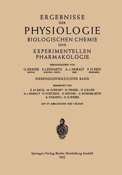 Produktbild: Ergebnisse der Physiologie Biologischen Chemie und Experimentellen Pharmakologie
