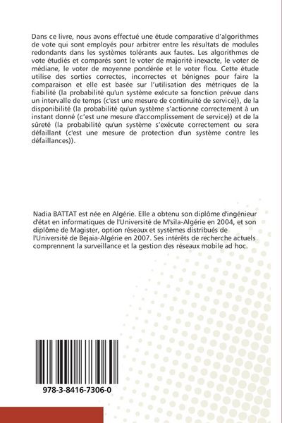 Produktbild: Les algorithmes de vote dans les syst&egrave;mes tol&eacute;rant aux fautes