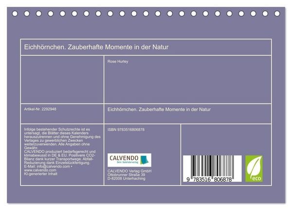 Produktbild: Eichh&ouml;rnchen. Zauberhafte Momente in der Natur (Tischkalender 2027 DIN A5 quer), CALVENDO Monatskalender