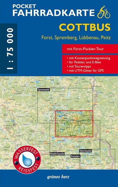 Produktbild: Pocket-Fahrradkarte CottbusForst, Spremberg, L&uuml;bben, Peitz