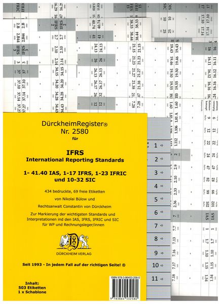 Produktbild: D&uuml;rckheimRegister&reg; IFRS / IAS, Gesetze, Artikel und &sect;&sect;, ohne Stichworte