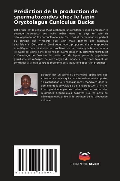 Produktbild: Pr&eacute;diction de la production de spermatozo&iuml;des chez le lapin Oryctolagus Cuniculus Bucks