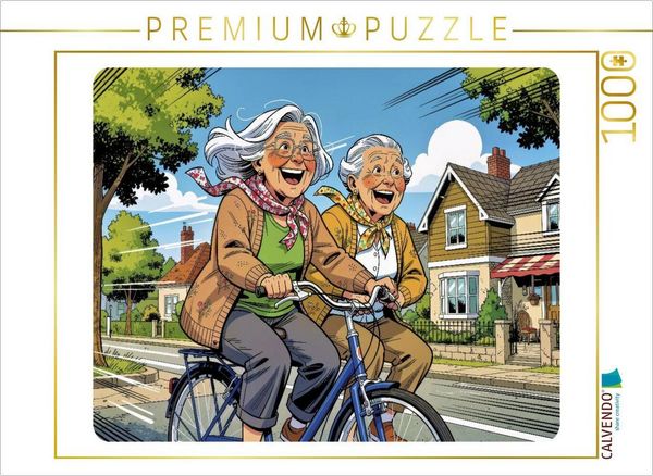 CALVENDO Puzzle Ein Motiv aus dem Kalender Charmante Rentner im Comic-Stil | 1000 Teile Lege-Größe 64x48cm Foto-Puzzle für glückliche Stunden,