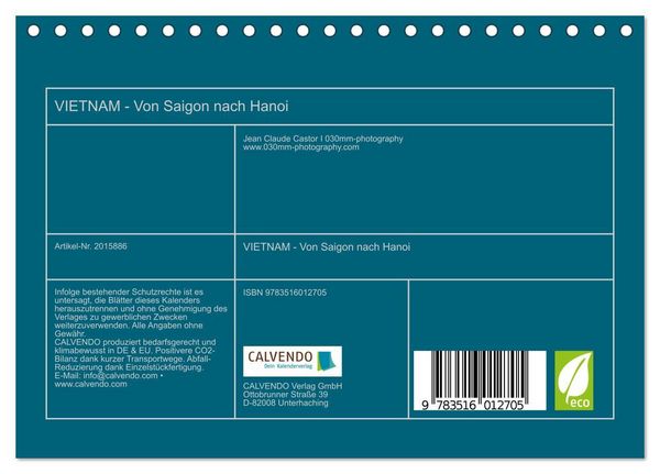 Produktbild: VIETNAM - Von Saigon nach Hanoi (Tischkalender 2026 DIN A5 quer), CALVENDO Monatskalender