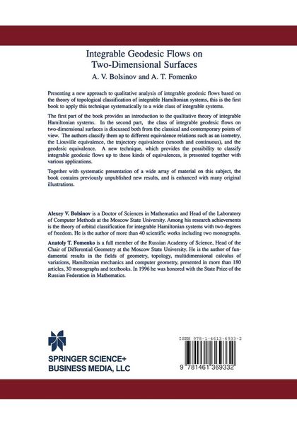 Produktbild: Integrable Geodesic Flows on Two-Dimensional Surfaces