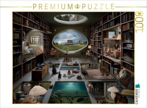 CALVENDO Puzzle Bibliothek der Welten | 1000 Teile Lege-Größe 64x48cm Foto-Puzzle für glückliche Stunden