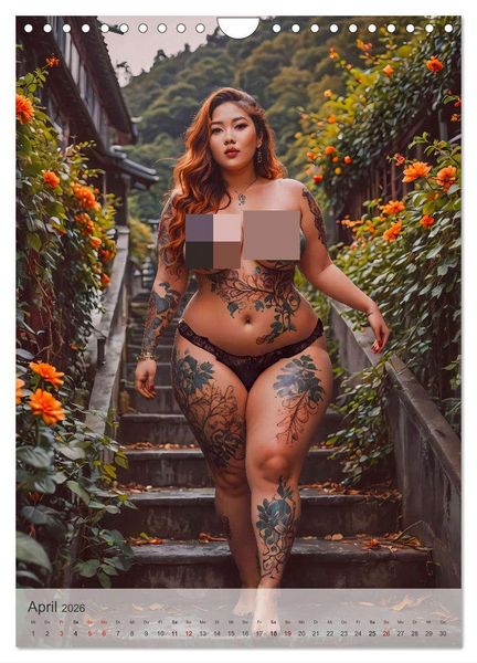 Produktbild: Verf&uuml;hrerische Momente - Kurven und Tattoos (Wandkalender 2026 DIN A4 hoch), CALVENDO Monatskalender