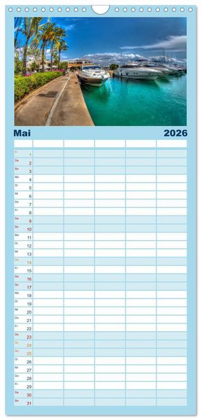 Produktbild: Familienplaner 2026 - Mallorca - Ahoi mit 5 Spalten (Wandkalender, 21 x 45 cm) CALVENDO