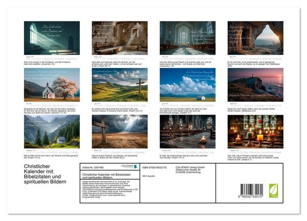 Produktbild: Christlicher Kalender mit Bibelzitaten und spirituellen Bildern (hochwertiger Premium Wandkalender 2026 DIN A2 quer), Kunstdruck in Hochglanz