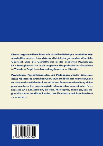 Produktbild: Gestalttheorie in der Modernen Psychologie
