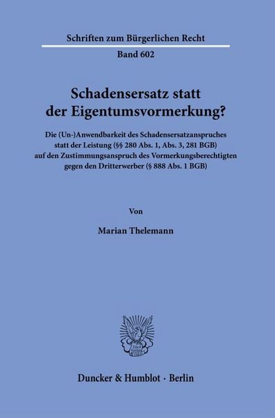 Produktbild: Schadensersatz statt der Eigentumsvormerkung?