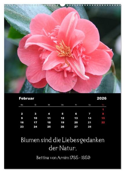 Produktbild: Spr&uuml;che und Zitate ber&uuml;hmter Personen &uuml;ber Blumen und Natur (hochwertiger Premium Wandkalender 2026 DIN A2 hoch), Kunstdruck in Hochglanz
