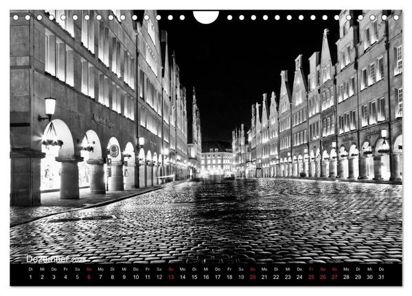 Produktbild: M&uuml;nster in schwarz-wei&szlig; gesehen (Wandkalender 2026 DIN A4 quer), CALVENDO Monatskalender