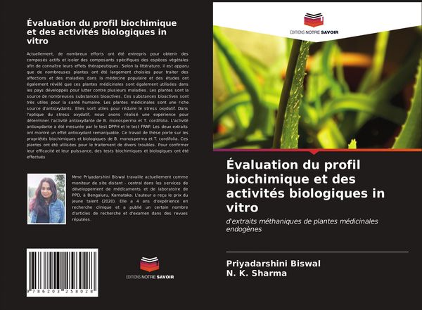Produktbild: &Eacute;valuation du profil biochimique et des activit&eacute;s biologiques in vitro