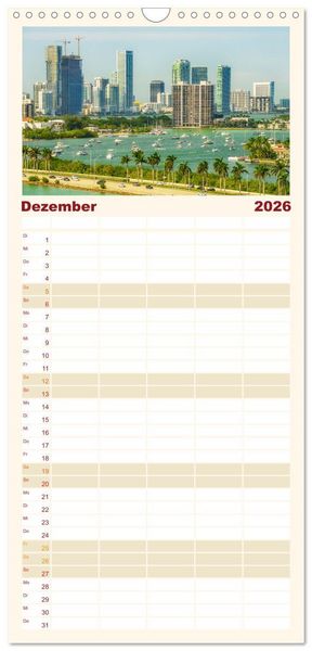 Produktbild: Familienplaner 2026 - Miami - pulsierende Metropole mit 5 Spalten (Wandkalender, 21 x 45 cm) CALVENDO