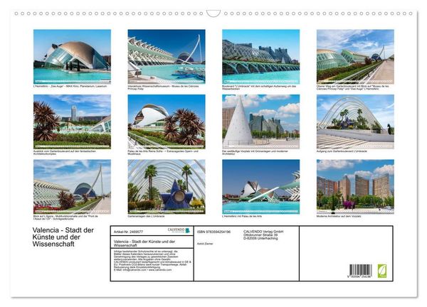 Produktbild: Valencia - Stadt der K&uuml;nste und der Wissenschaft (Wandkalender 2027 DIN A2 quer), CALVENDO Monatskalender