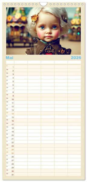 Produktbild: Familienplaner 2026 - Kleine Steampunk Stars mit 5 Spalten (Wandkalender, 21 x 45 cm) CALVENDO