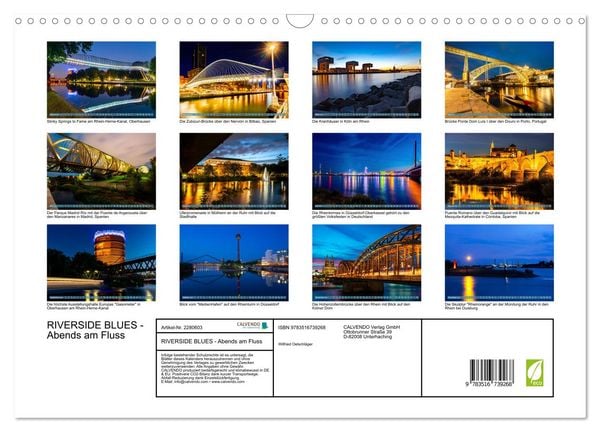 Produktbild: RIVERSIDE BLUES - Abends am Fluss (Wandkalender 2026 DIN A3 quer), CALVENDO Monatskalender