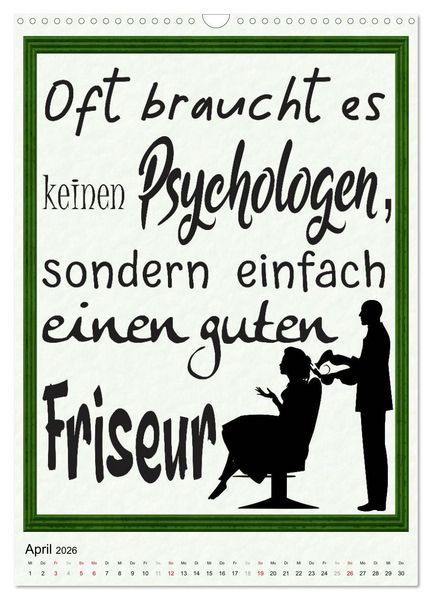 Produktbild: Friseur-Spr&uuml;che (Wandkalender 2026 DIN A3 hoch), CALVENDO Monatskalender