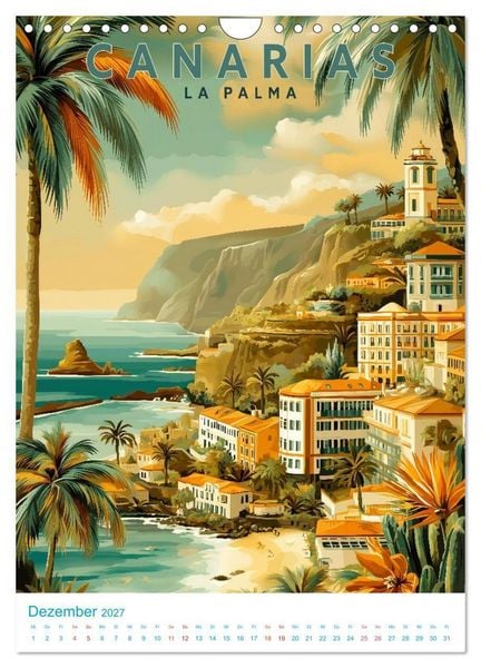 Produktbild: Kanarische Inseln - Old School Poster Style (Wandkalender 2027 DIN A4 hoch), CALVENDO Monatskalender