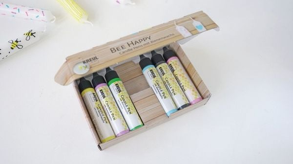 Produktbild: KREUL Candle Pen 6er Set Bee Happy, Kerzen verzieren und bemalen