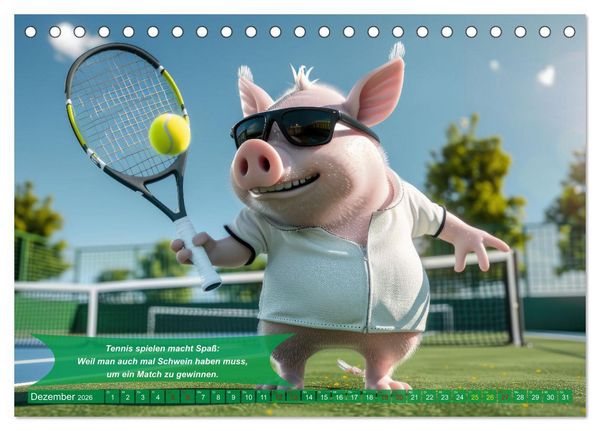 Produktbild: Der tierisch lustige Tennis-Kalender (Tischkalender 2026 DIN A5 quer), CALVENDO Monatskalender