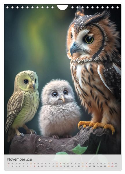 Produktbild: Eulenfamilie (Wandkalender 2026 DIN A4 hoch), CALVENDO Monatskalender