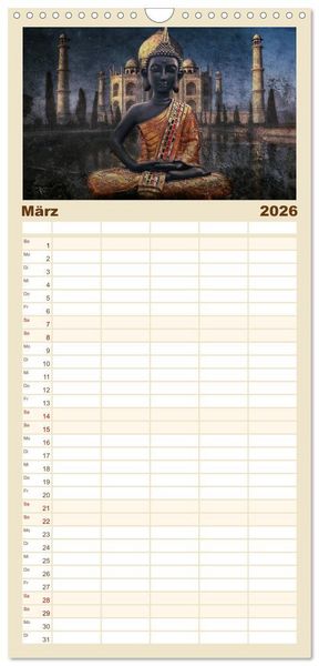 Produktbild: Familienplaner 2026 - All U Buddhas mit 5 Spalten (Wandkalender, 21 x 45 cm) CALVENDO