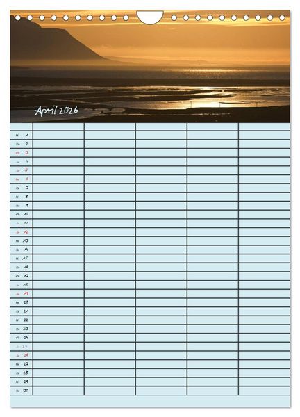 Produktbild: Island Familienplaner (Wandkalender 2026 DIN A4 hoch), CALVENDO Monatskalender