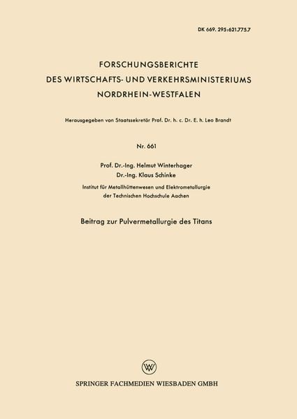 Produktbild: Beitrag zur Pulvermetallurgie des Titans
