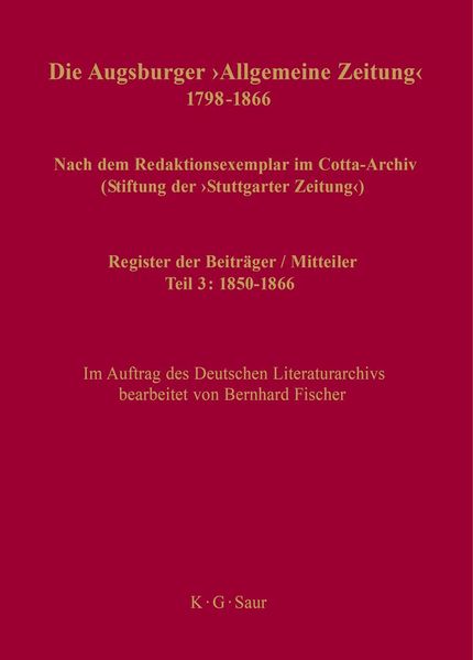 Produktbild: Register der Beitr&auml;ger / Mitteiler